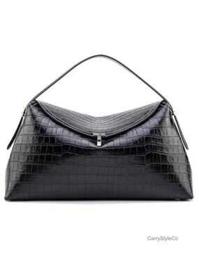 Microfiber Leather Crossbody Bag T Lock Large Top Handle Handbag